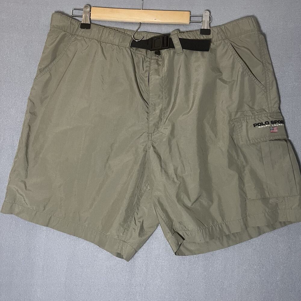 RARE Vintage RL Polo Sport Sportsman Hiking Nylon Cargo Shorts‎ With Belt Size L